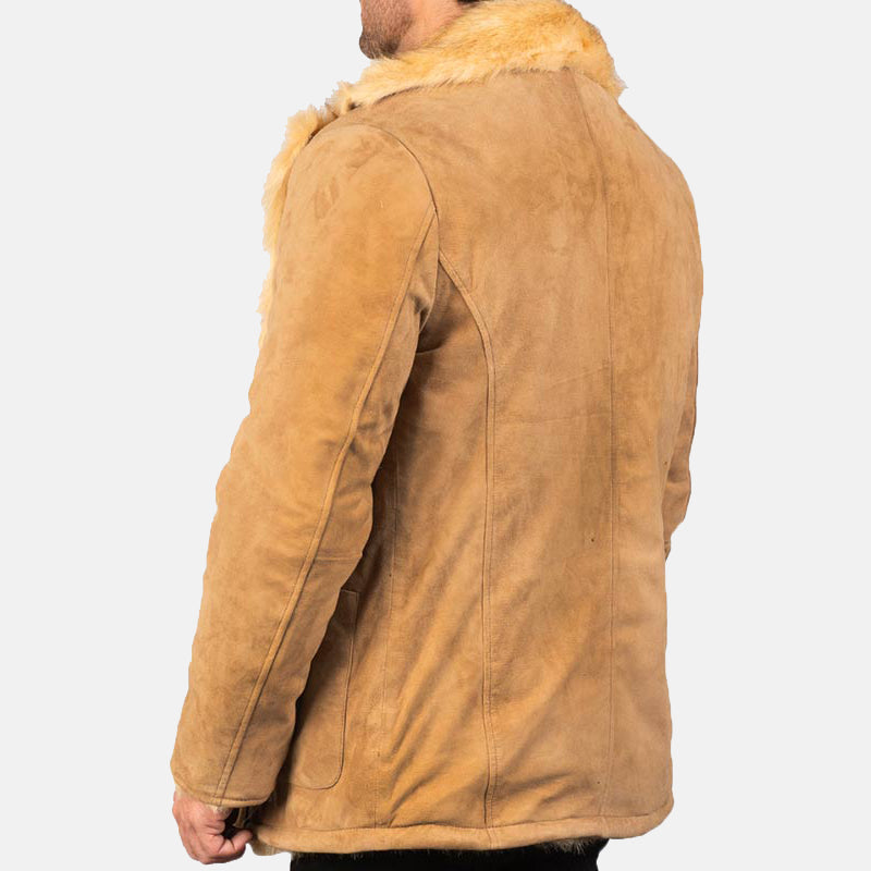 Winter Beige Shearling Leather Coat For Mens