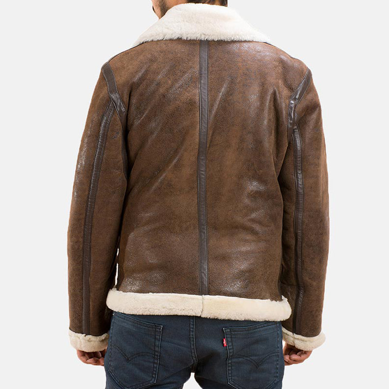 Winter Style Brown Shearling Leather Jacket For Mens