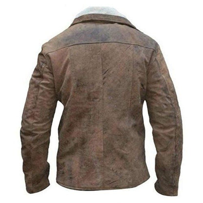 Wolfenstein 2 Distressed Genuine Leather Jacket Shearling