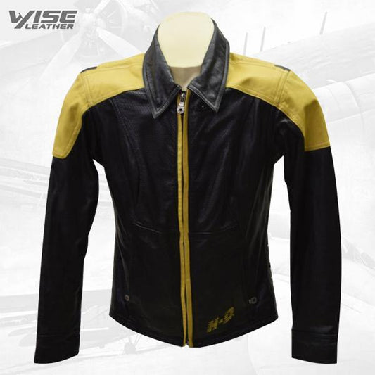 Women’s Vintage Harley-Davidson Yellow & Black Leather Jacket