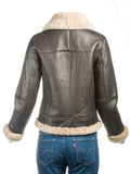 women brown shearling leather jacket