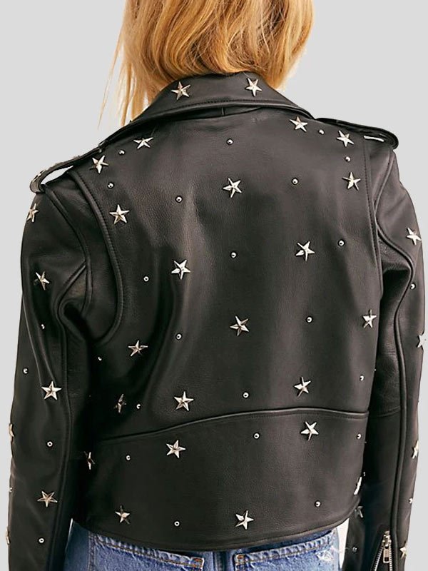 Womens Biker Style Cropped Leather Jacket
