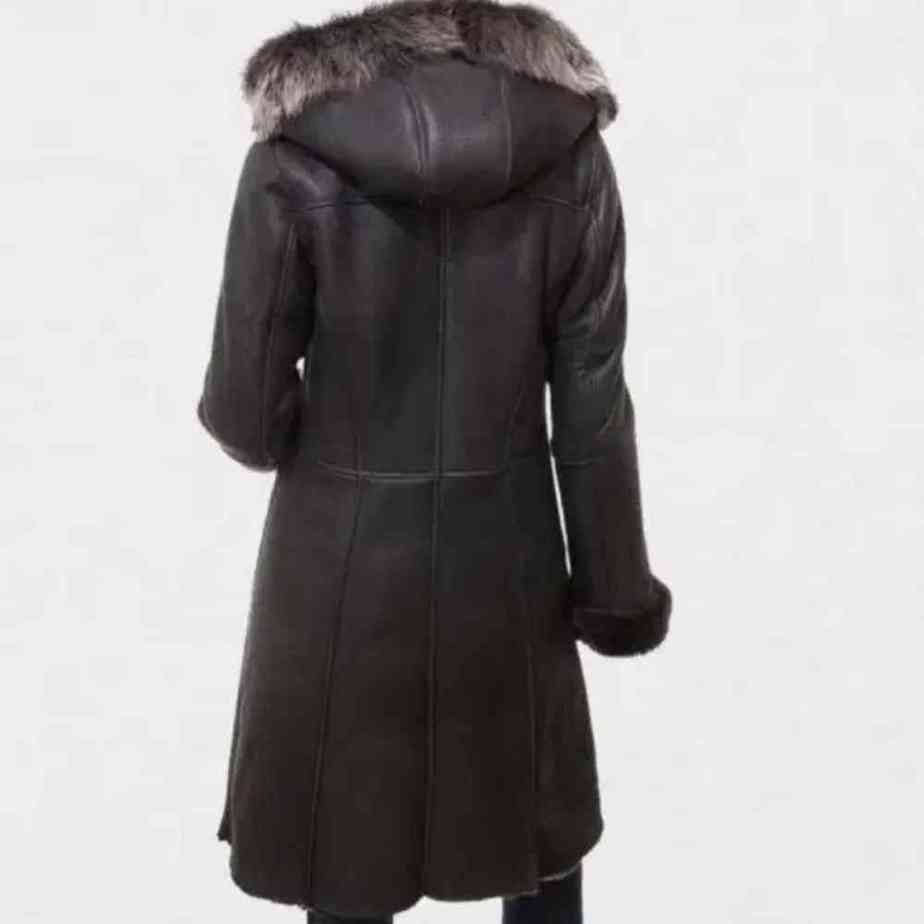 Womens Black Duffle Coat with Hood
