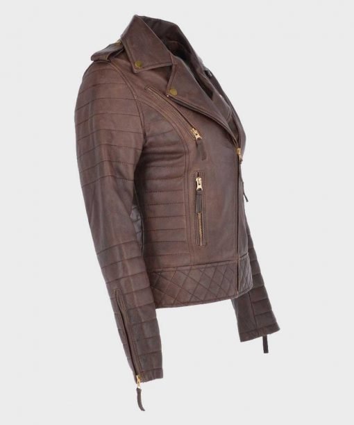 Womens Distressed Leather Biker Jacket
