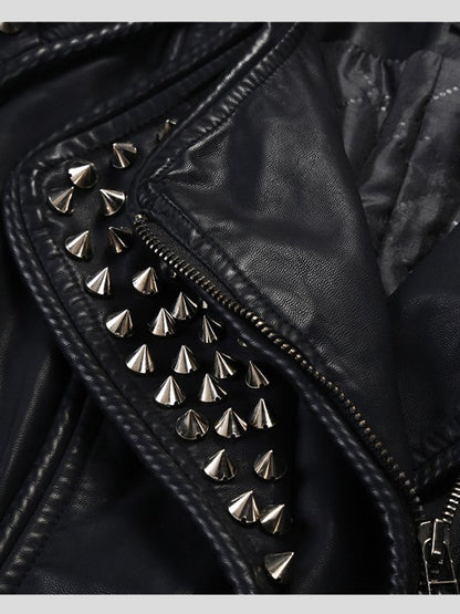 Womens Punk Stylish Black Studded Jacket