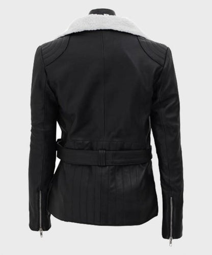 Womens Shearling Biker Leather Jacket