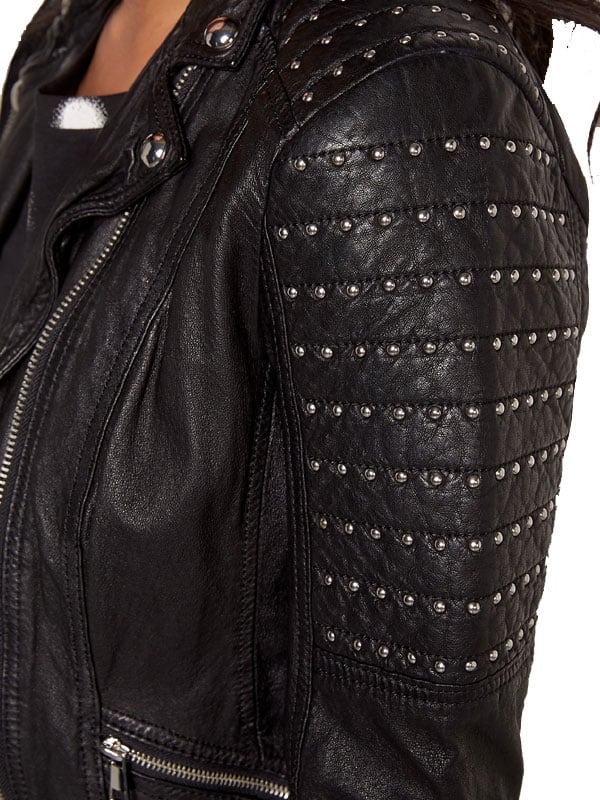 Womens Slim Fit Leather Motorcyle Jacket