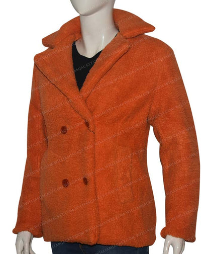 Yellowstone Beth Dutton Orange Shearling Coat Right