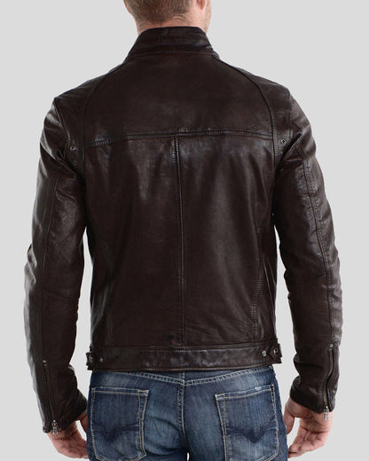 Beau Brown Biker Leather Jacket -wiseleather