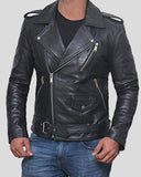 Alec Black Biker Leather Jacket -wiseleather