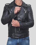 Alec Black Biker Leather Jacket -wiseleather