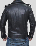 Alec Black Biker Leather Jacket Back -wiseleather
