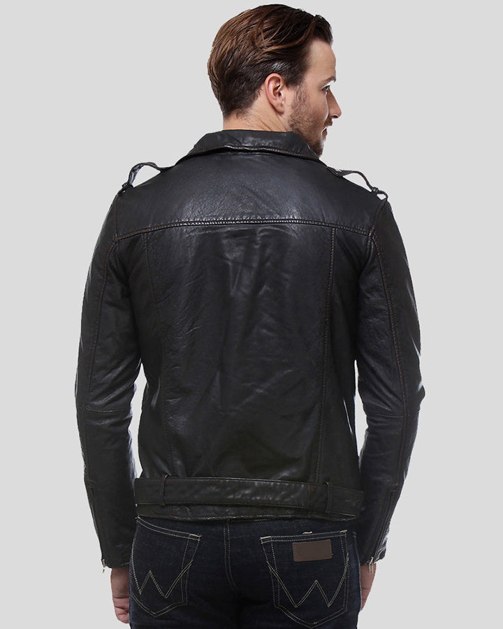 Freddie Black Biker Leather Jacket
