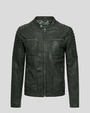 Cleo Green Biker Leather Jacket - wiseleather