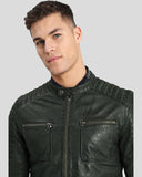 Cleo Green Biker Leather Jacket - wiseleather