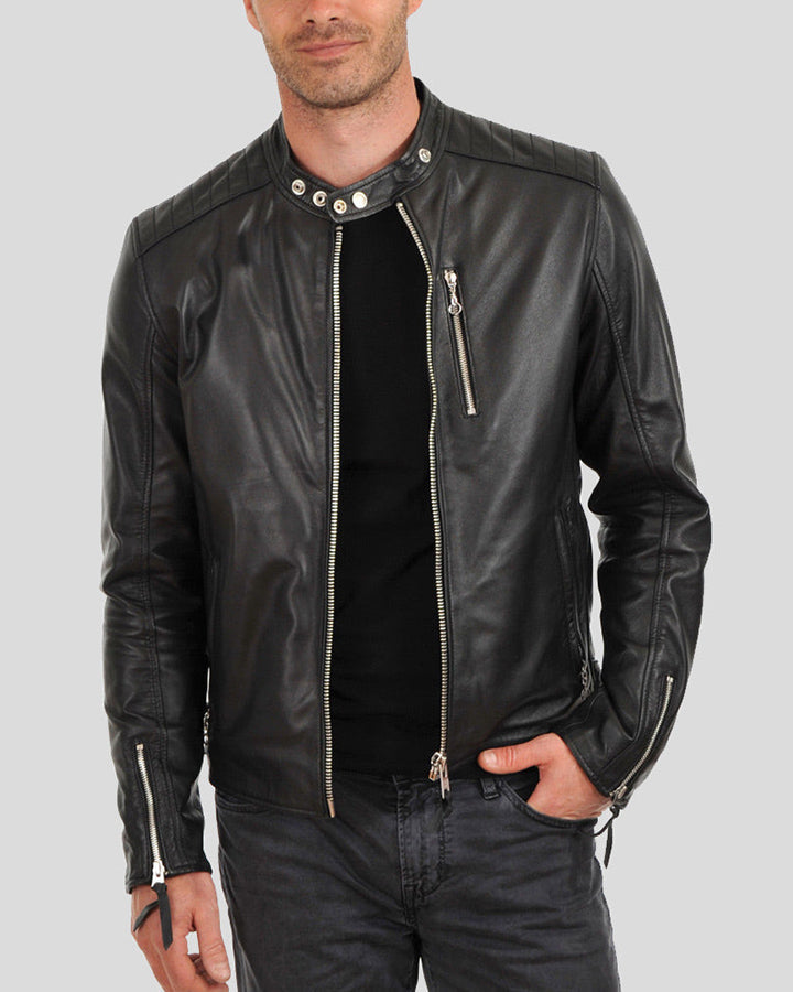 Fraser Black Biker Leather Jacket