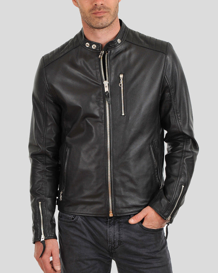 Fraser Black Biker Leather Jacket