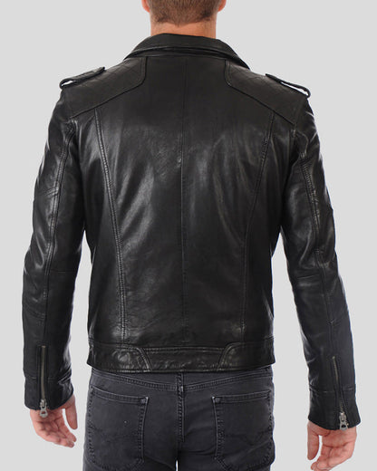 Gregor Black Biker Leather Jacket