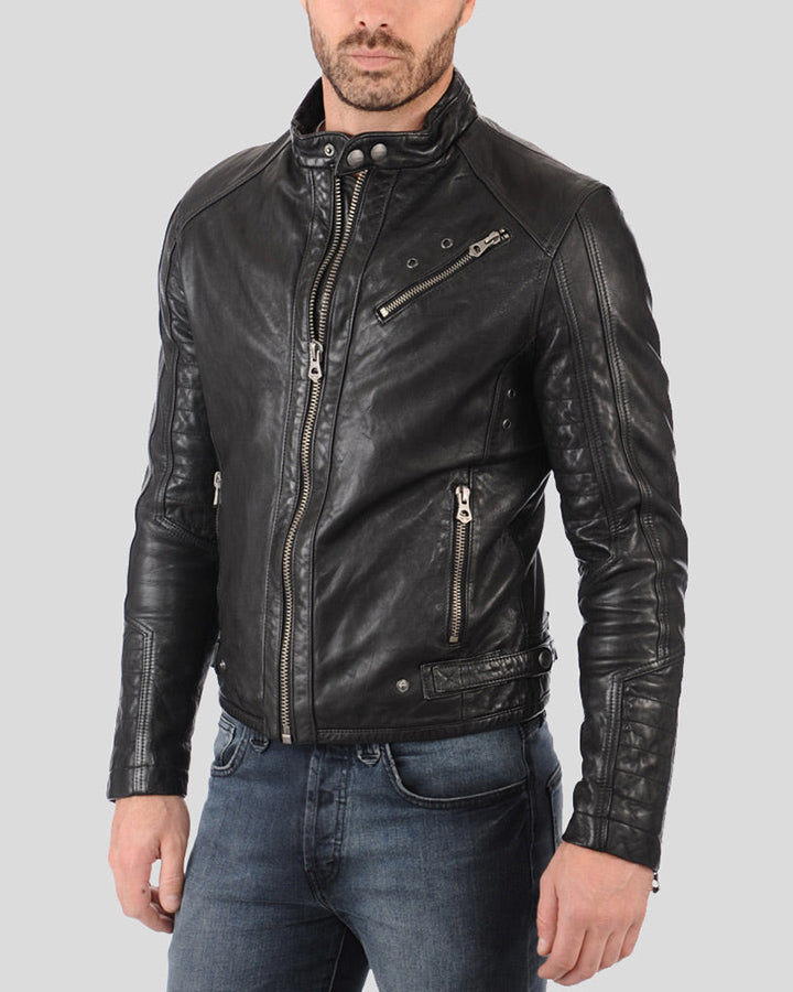 Hector Black Biker Leather Jacket