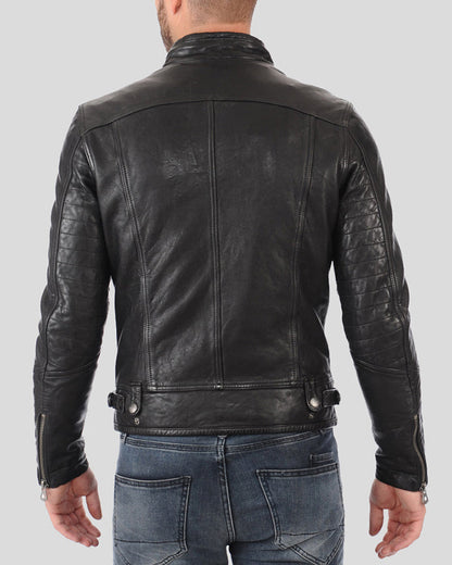 Hector Black Biker Leather Jacket