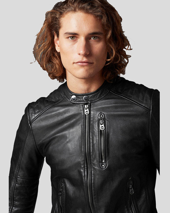 Jake Black Slim Fit Biker Leather Jacket
