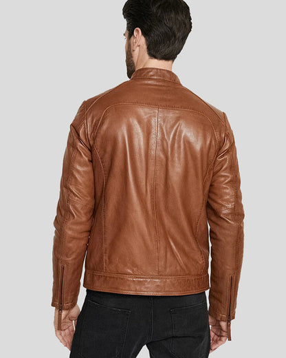 Ollie Brown Biker Leather Jacket