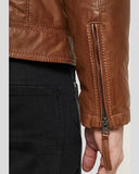 Ollie Brown Biker Leather Jacket