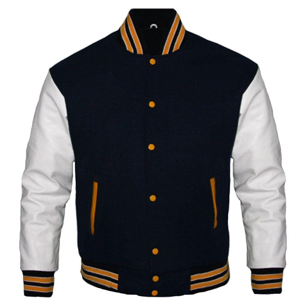 Black and White Varsity Jacket - Wool Leather Varsity Jacket