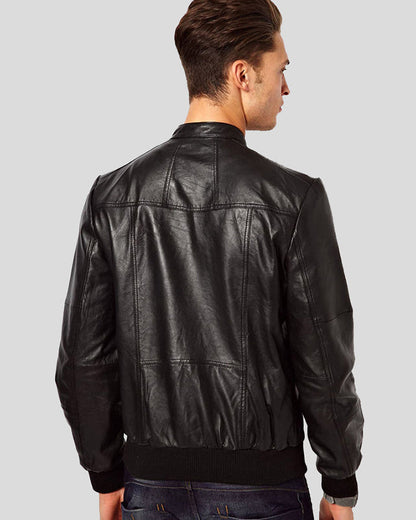 Reggie Black Bomber Leather Jacket