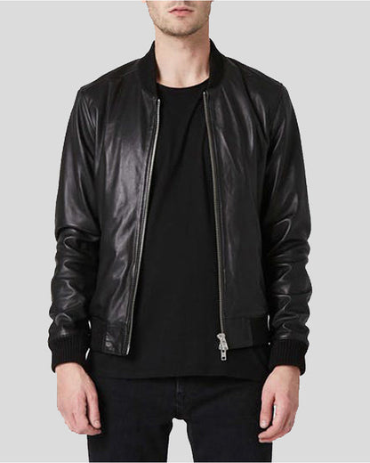 Luke Black Bomber Leather Jacket