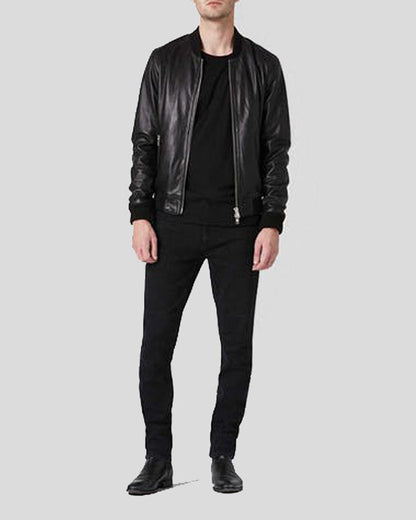 Luke Black Bomber Leather Jacket