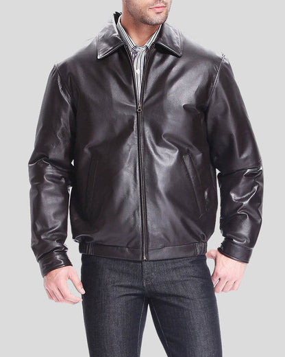 Shaw Black Bomber Leather Jacket