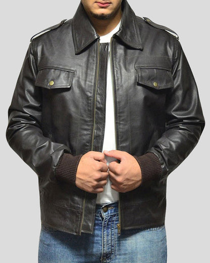 Willy Black Bomber Leather Jacket