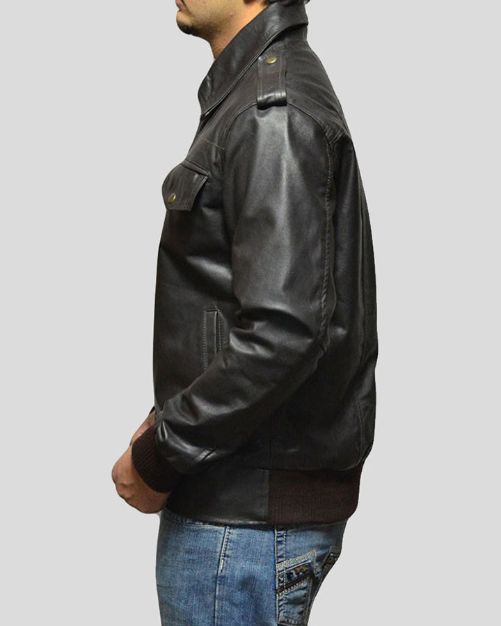 Willy Black Bomber Leather Jacket