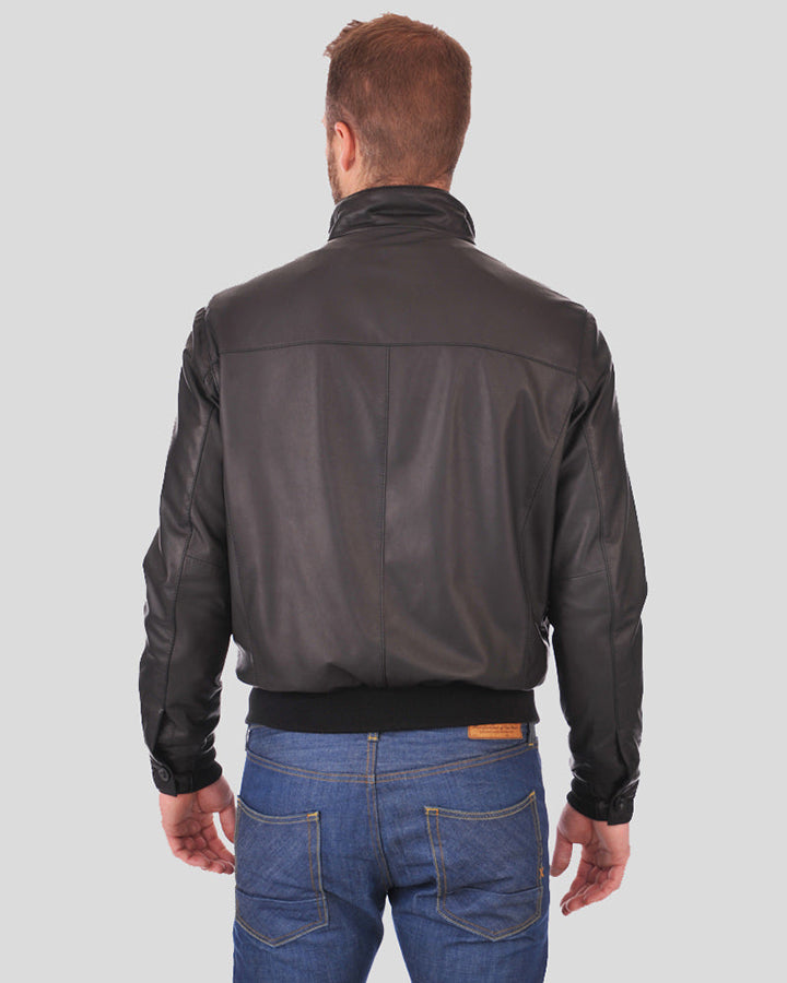 Flynn Black Bomber Leather Jacket