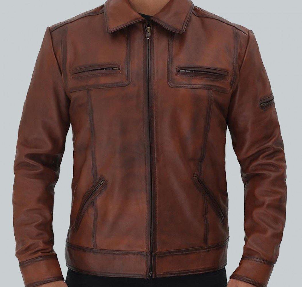 BRADFORD CASUAL LEATHER JACKET MENS - Wiseleather