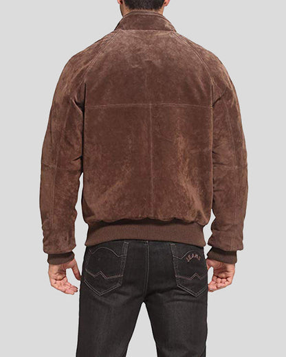 Harry Suede Brown Bomber Leather Jacket