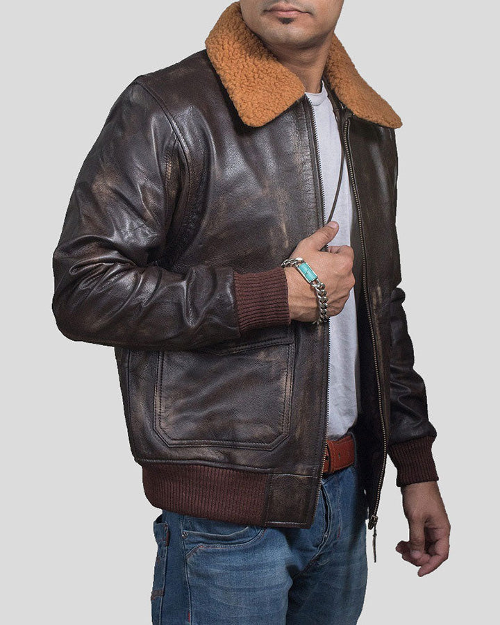 Kane Brown Bomber Sherling Leather Jacket