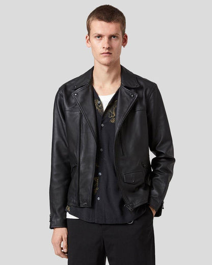 Caleb Black Biker Leather Jacket