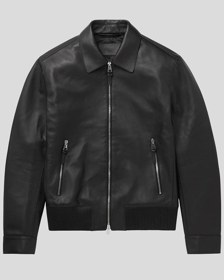 Canaan Black Bomber Leather Jacket - Wiseleather