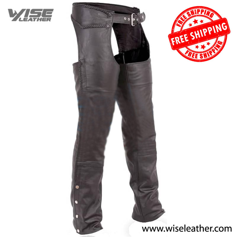 Motorcycle Braided Leather Chaps Mens