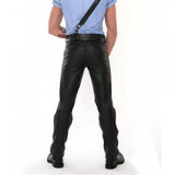 Classic Rise Waist Black Leather Pants for Men - Wiseleather