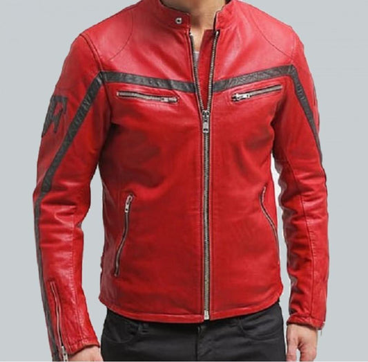 Red Leather Motorcycle Jacket