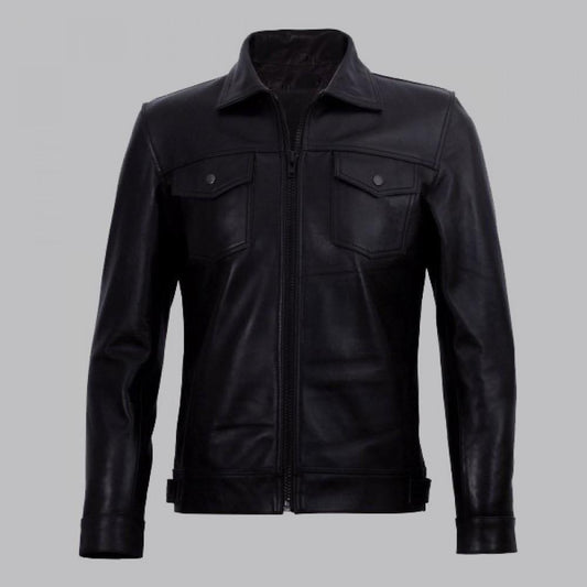 Classic Black Leather Jacket Men