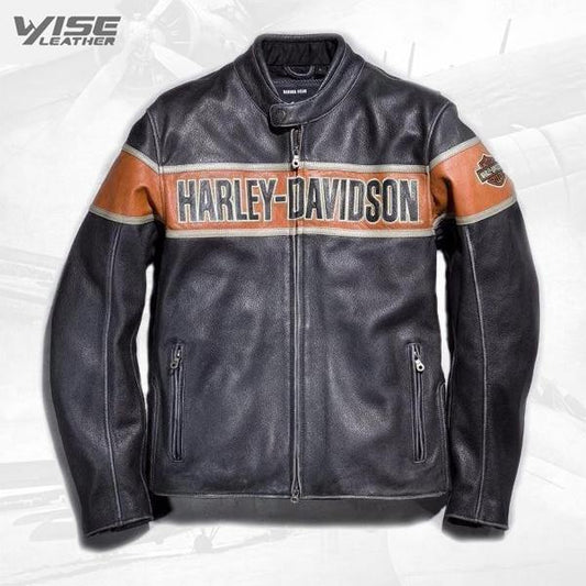 Harley Davidson Victory Lane Cowhide Leather Motorcycle Jacket