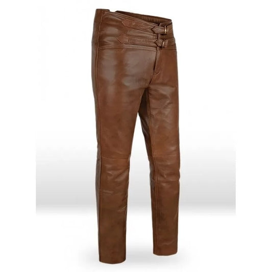 Jim Morrison Custom Made Genuine Soft Brown Leather Pants - Wiseleather