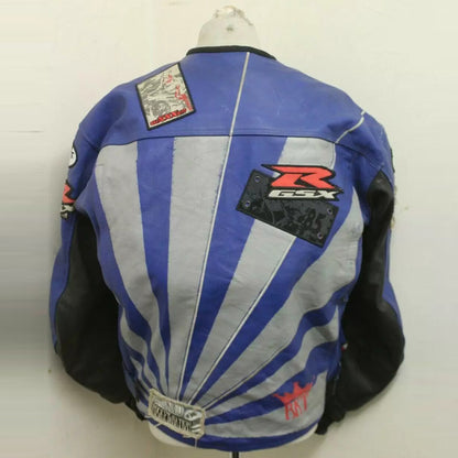 Joe Rocket Suzuki Motorcycle Blue Leather Jacket