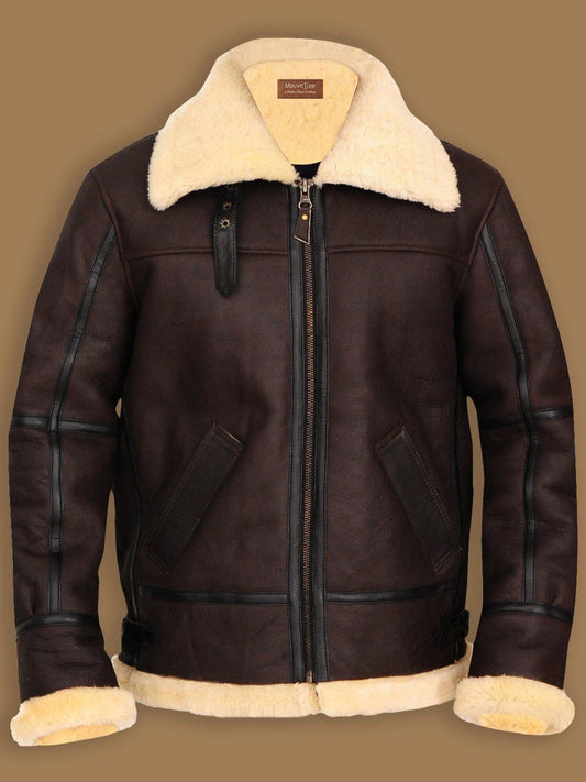 B3 Bomber Aviator Shearling Leather Jacket
