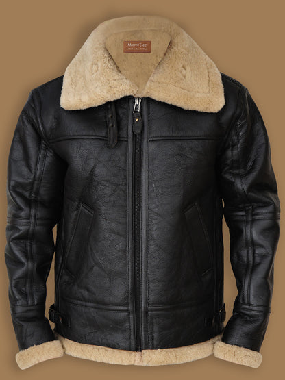 Men's Black B3 Bomber Jacket - Shearling Sheepskin Jacket