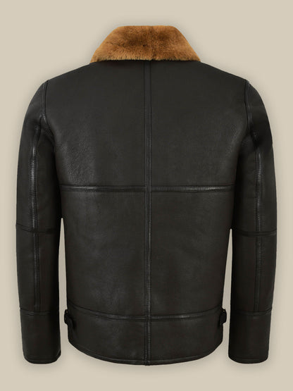 Traditional Black Shearling Jacket - Men's Shearling Jacket